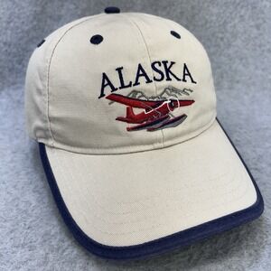Alaska Floatplane Hat The Arctic Circle Strapback Cap Tan Blue Embroidered